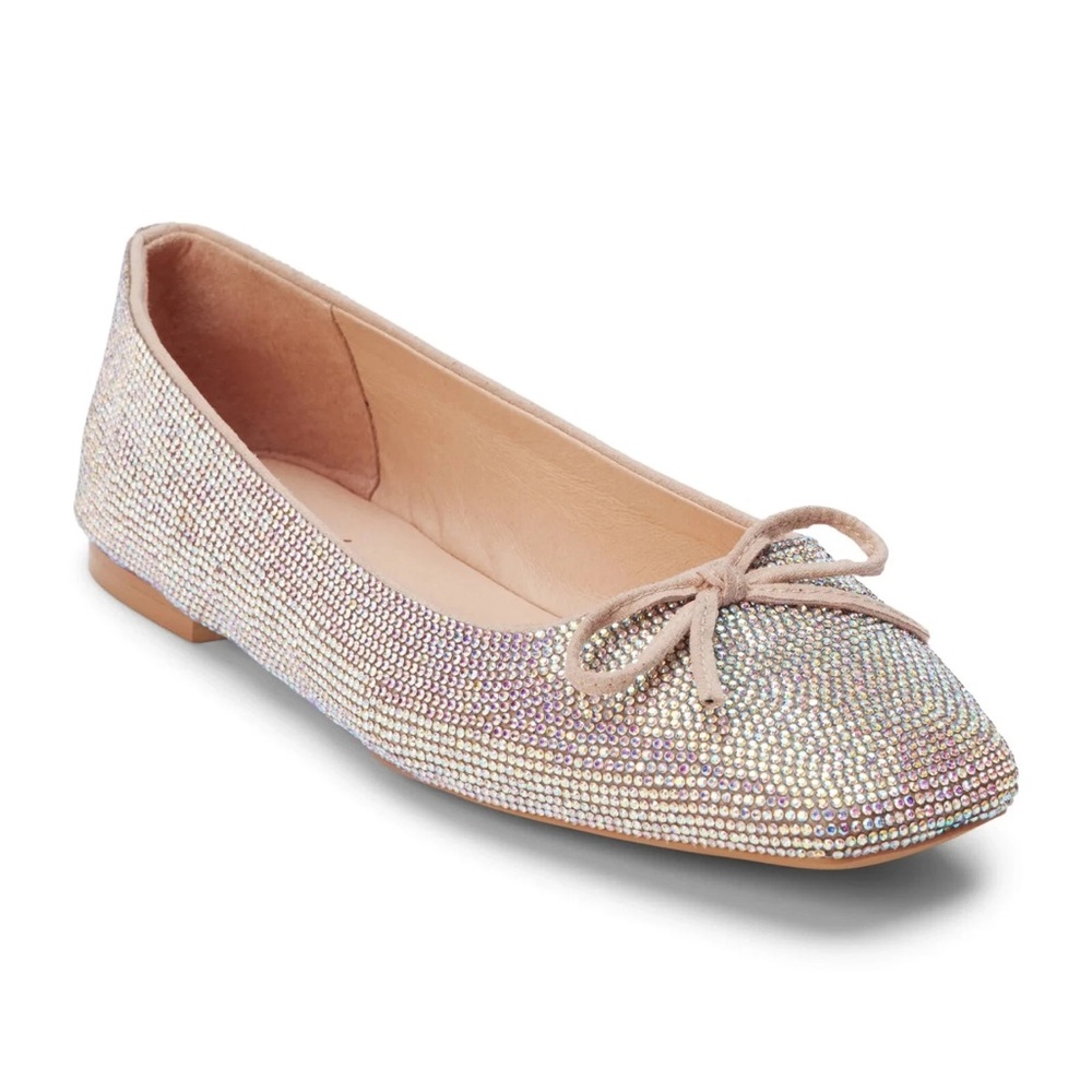 Matisse Iridescent Crystal Bow Ballet Flat - Nude Sparkle